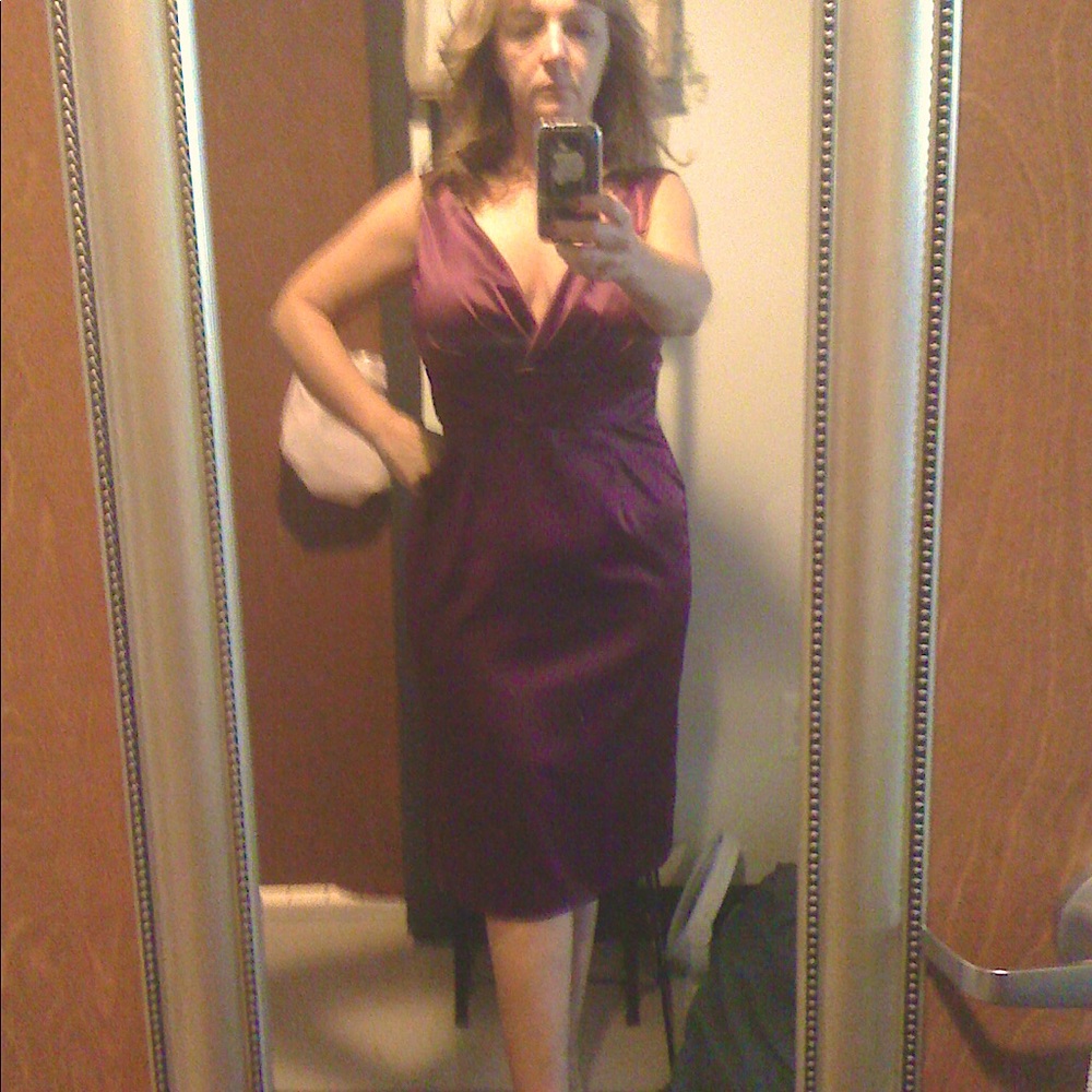 Eggplant purple cocktail dress.